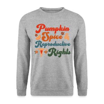 Feminist Fall Autumn Pumpkin Spice - Unisex Pullover - Weißgrau meliert - Vorne - Alina (178cm) & Michal (187cm)