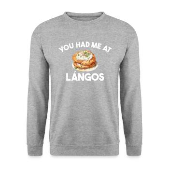 You had me at langos, hungary - Unisex Pullover - Weißgrau meliert - Vorne - Alina (178cm) & Michal (187cm)