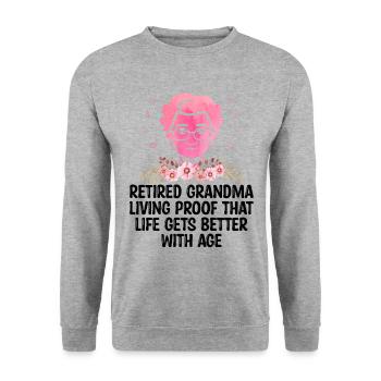 Grand-mère retraitée Pension de retraite Grand-mère Reti - Sweat-shirt Unisexe - gris chiné - Devant - Alina (178cm) & Michal (187cm)
