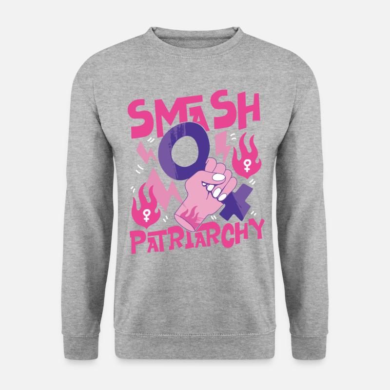 Feminist Smash Patriarchy - Unisex Pullover - Weißgrau meliert
