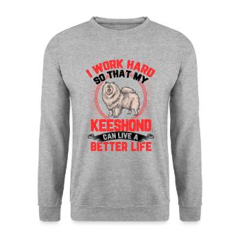 Travailler pour mon Wolfsspitz German Keeshond - Sweat-shirt Unisexe - gris chiné - Devant - Alina (178cm) & Michal (187cm)