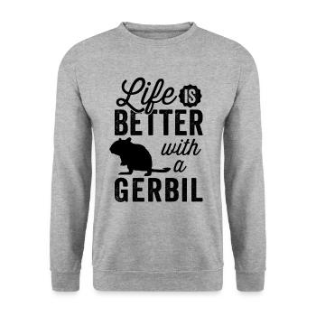 Tout va mieux avec gerbille rongeur Gerbille - Sweat-shirt Unisexe - gris chiné - Devant - Alina (178cm) & Michal (187cm)