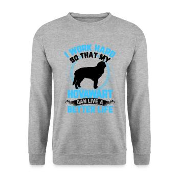 Hovawart arbeite hart derber Bauernhund - Unisex Pullover - Weißgrau meliert - Vorne - Alina (178cm) & Michal (187cm)
