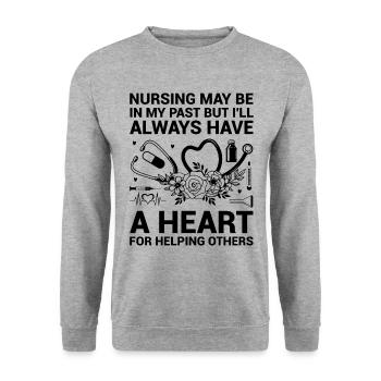 Grand-mère retraitée Pension Infirmière infirmière en soins infirmiers - Sweat-shirt Unisexe - gris chiné - Devant - Alina (178cm) & Michal (187cm)