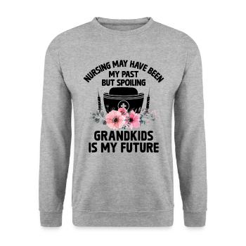 Grand-mère retraitée Pension Infirmière infirmière en soins infirmiers - Sweat-shirt Unisexe - gris chiné - Devant - Alina (178cm) & Michal (187cm)