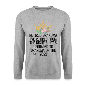 Grand-mère retraitée Pension Infirmière infirmière en soins infirmiers - Sweat-shirt Unisexe - gris chiné - Devant - Alina (178cm) & Michal (187cm)