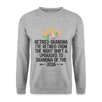 Grand-mère retraitée Pension Infirmière infirmière en soins infirmiers - Sweat-shirt Unisexe - gris chiné - Devant - Alina (178cm) & Michal (187cm)