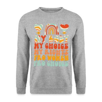 Feminist My Body My Choice My - Unisex Pullover - Weißgrau meliert - Vorne - Alina (178cm) & Michal (187cm)