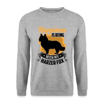 Harz fox makes you happy Herding fox - Unisex Sweatshirt - salt & pepper - Front - Alina (178cm) & Michal (187cm)