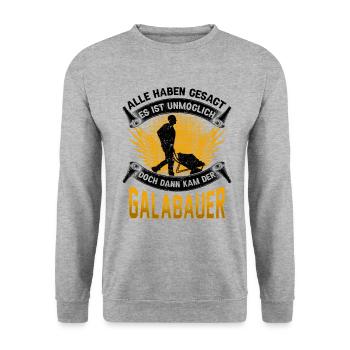 Galabauer unmöglich Gärtner Landschaftsbauer - Unisex Pullover - Weißgrau meliert - Vorne - Alina (178cm) & Michal (187cm)