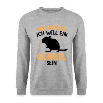 Will eine Rennmaus sein Nagetier Gerbil - Unisex Pullover - Weißgrau meliert - Vorne - Alina (178cm) & Michal (187cm)