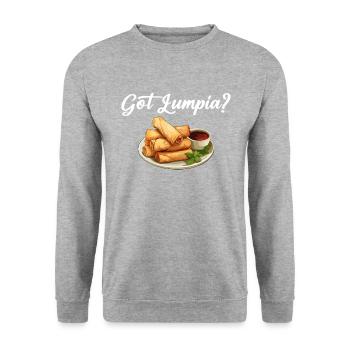 Got Lumpia?, Philippine Filipino Asian Food - Unisex Pullover - Weißgrau meliert - Vorne - Alina (178cm) & Michal (187cm)