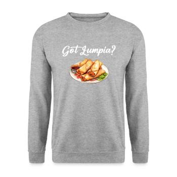 Got Lumpia?, Philippine Filipino Asian Food - Unisex Pullover - Weißgrau meliert - Vorne - Alina (178cm) & Michal (187cm)
