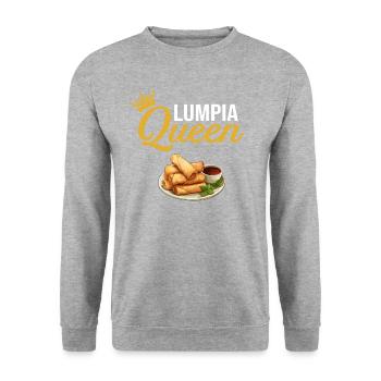 Lumpia Queen, Philippine Filipino Asian Food - Unisex Pullover - Weißgrau meliert - Vorne - Alina (178cm) & Michal (187cm)
