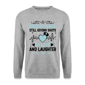 Pensionierte Oma Rentner Rentner Krankenschwester Krankenschwester Re - Unisex Pullover - Weißgrau meliert - Vorne - Alina (178cm) & Michal (187cm)