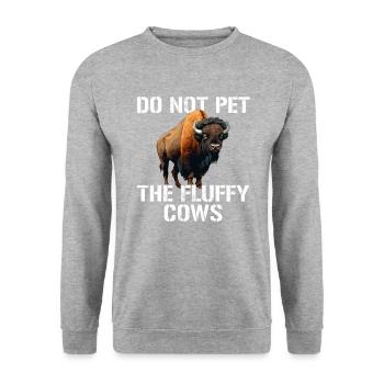 do not pet the fluffy cows - Unisex Pullover - Weißgrau meliert - Vorne - Alina (178cm) & Michal (187cm)