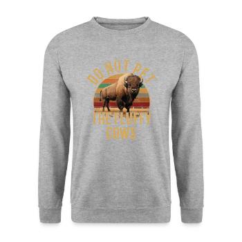 do not pet the fluffy cows - Unisex Pullover - Weißgrau meliert - Vorne - Alina (178cm) & Michal (187cm)