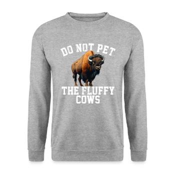 do not pet the fluffy cows - Unisex Pullover - Weißgrau meliert - Vorne - Alina (178cm) & Michal (187cm)