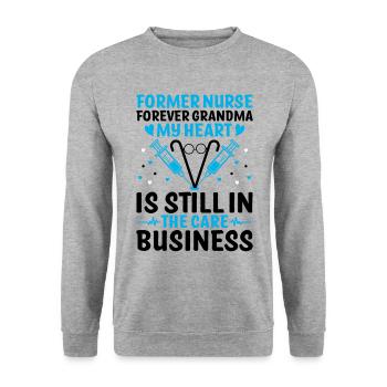 Grand-mère retraitée Pension Infirmière infirmière en soins infirmiers - Sweat-shirt Unisexe - gris chiné - Devant - Alina (178cm) & Michal (187cm)