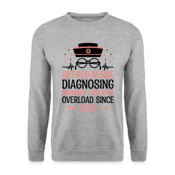 Grand-mère retraitée Pension Infirmière infirmière en soins infirmiers - Sweat-shirt Unisexe - gris chiné - Devant - Alina (178cm) & Michal (187cm)