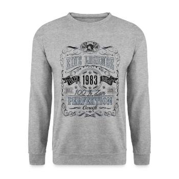 Jahrgang 1983 Eine Legende Vintage 1983 Geburtstag - Unisex Pullover - Weißgrau meliert - Vorne - Alina (178cm) & Michal (187cm)