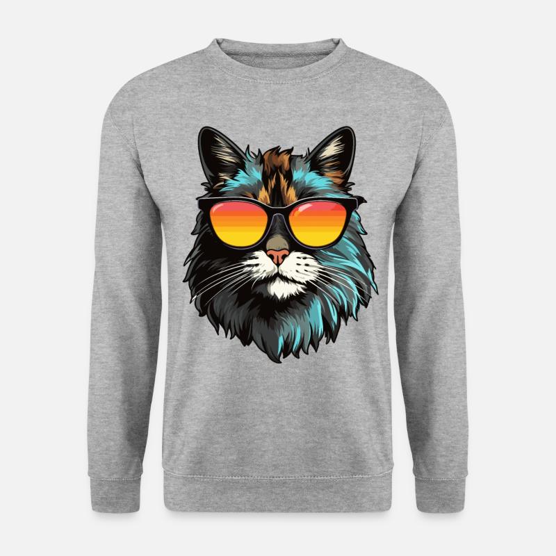 Main-Coon cat with sunglasses - Unisex Sweatshirt - salt & pepper