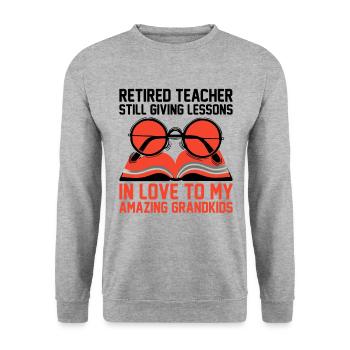 Retired Grandma Pensioner Pension Teacher Teach Re - Unisex Sweatshirt - salt & pepper - Front - Alina (178cm) & Michal (187cm)