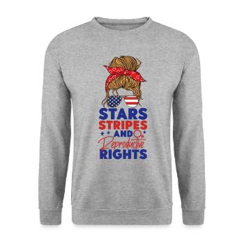 Étoiles féministes du drapeau américain - Sweat-shirt Unisexe - gris chiné - Devant - Alina (178cm) & Michal (187cm)