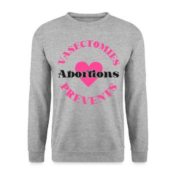 Feminist Vasectomies Prevents - Unisex Sweatshirt - salt & pepper - Front - Alina (178cm) & Michal (187cm)