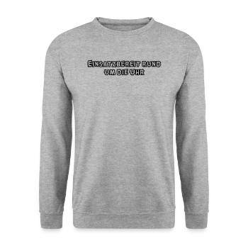Feuerwehr - Einsatzbereit rund um die Uhr - Unisex Pullover - Weißgrau meliert - Vorne - Alina (178cm) & Michal (187cm)