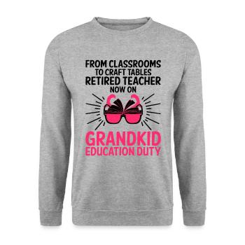 Retired Grandma Pensioner Pension Teacher Teach Re - Unisex Sweatshirt - salt & pepper - Front - Alina (178cm) & Michal (187cm)