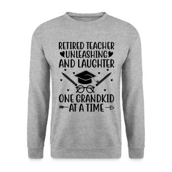 Retired Grandma Pensioner Pension Teacher Teach Re - Unisex Sweatshirt - salt & pepper - Front - Alina (178cm) & Michal (187cm)