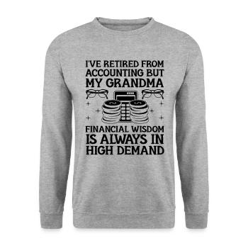 Grand-mère à la retraite Pensioner Comptable Banque - Sweat-shirt Unisexe - gris chiné - Devant - Alina (178cm) & Michal (187cm)