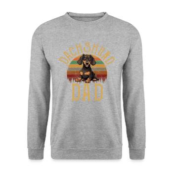 Dachshund dad dog, Weenie Dog - Unisex Pullover - Weißgrau meliert - Vorne - Alina (178cm) & Michal (187cm)