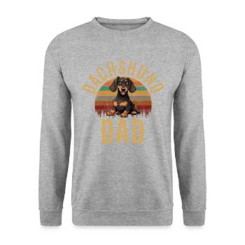 Dachshund dad dog, Weenie Dog - Unisex Pullover - Weißgrau meliert - Vorne - Alina (178cm) & Michal (187cm)