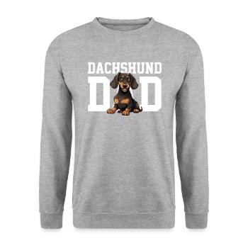 Dachshund dad dog, Weenie Dog - Unisex Pullover - Weißgrau meliert - Vorne - Alina (178cm) & Michal (187cm)