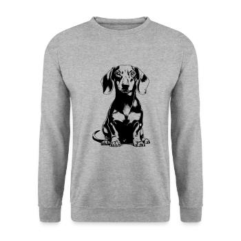 Dachshund dog, Weenie Dog - Unisex Pullover - Weißgrau meliert - Vorne - Alina (178cm) & Michal (187cm)