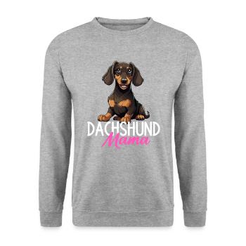 Dachshund mama dog, Weenie Dog - Unisex Pullover - Weißgrau meliert - Vorne - Alina (178cm) & Michal (187cm)