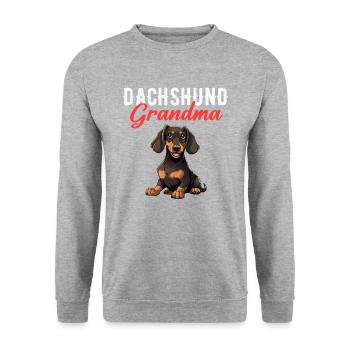 Dachshund mama dog, Weenie Dog - Unisex Pullover - Weißgrau meliert - Vorne - Alina (178cm) & Michal (187cm)