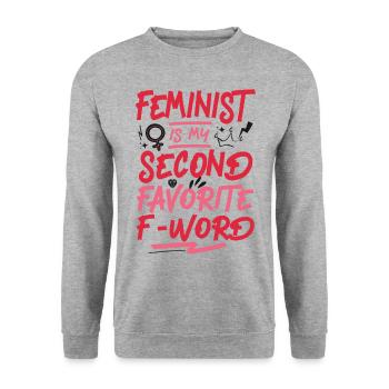 Feminist Feminist Is My Second - Unisex Sweatshirt - salt & pepper - Front - Alina (178cm) & Michal (187cm)