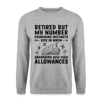 Pensionierte Oma Rentner Pension Buchhalter Bank - Unisex Pullover - Weißgrau meliert - Vorne - Alina (178cm) & Michal (187cm)