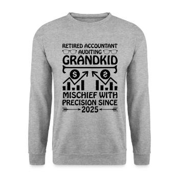 Pensionierte Oma Rentner Pension Buchhalter Bank - Unisex Pullover - Weißgrau meliert - Vorne - Alina (178cm) & Michal (187cm)