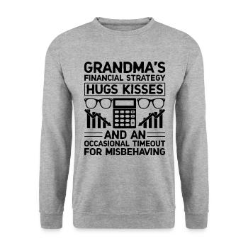 Pensionierte Oma Rentner Pension Buchhalter Bank - Unisex Pullover - Weißgrau meliert - Vorne - Alina (178cm) & Michal (187cm)