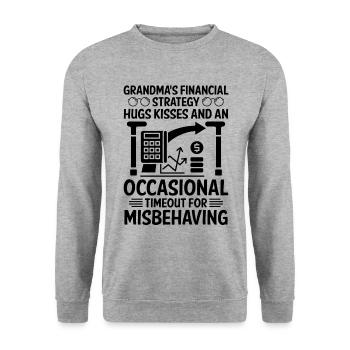 Pensionierte Oma Rentner Pension Buchhalter Bank - Unisex Pullover - Weißgrau meliert - Vorne - Alina (178cm) & Michal (187cm)