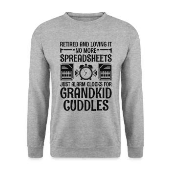 Pensionierte Oma Rentner Pension Buchhalter Bank - Unisex Pullover - Weißgrau meliert - Vorne - Alina (178cm) & Michal (187cm)
