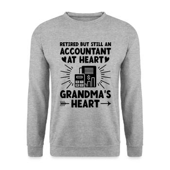 Pensionierte Oma Rentner Pension Buchhalter Bank - Unisex Pullover - Weißgrau meliert - Vorne - Alina (178cm) & Michal (187cm)