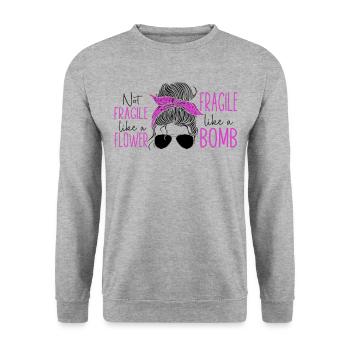 Feminist Not Fragile Like A Flower - Unisex Pullover - Weißgrau meliert - Vorne - Alina (178cm) & Michal (187cm)