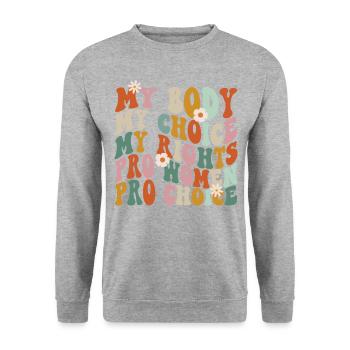Feminist My Body My Choice My - Unisex Pullover - Weißgrau meliert - Vorne - Alina (178cm) & Michal (187cm)