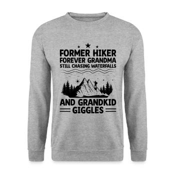 Randonnée Grand-mère retraitée Retraitée Pension Hiker Tre - Sweat-shirt Unisexe - gris chiné - Devant - Alina (178cm) & Michal (187cm)