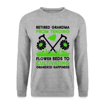 Gärtner im Ruhestand Oma Rentner Gartenbau Garde - Unisex Pullover - Weißgrau meliert - Vorne - Alina (178cm) & Michal (187cm)